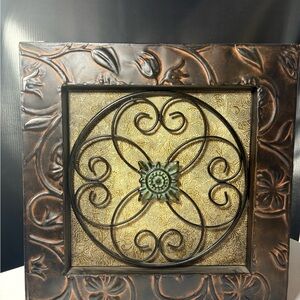 Ornate Metal & Textured Wall Art - Bronze and Gold